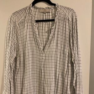 Loft black and white blouse fun sleeves